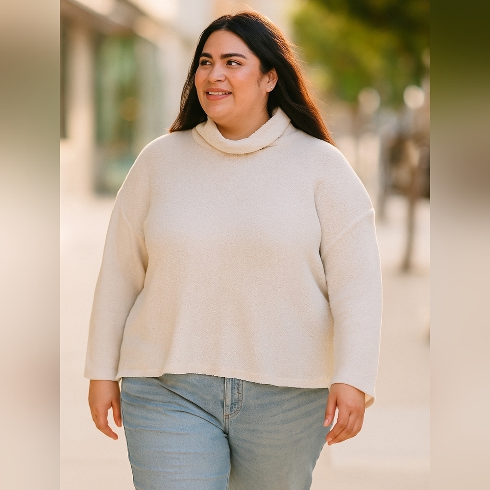 AVA & VIV Plus Size  Half Turtle Neck sweater Sz X1  Oatmeal cream Colour